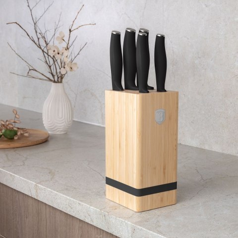 Berlinger Haus BH-2971 MATTE BLACK — zestaw 5 noży w bloku bambusowym