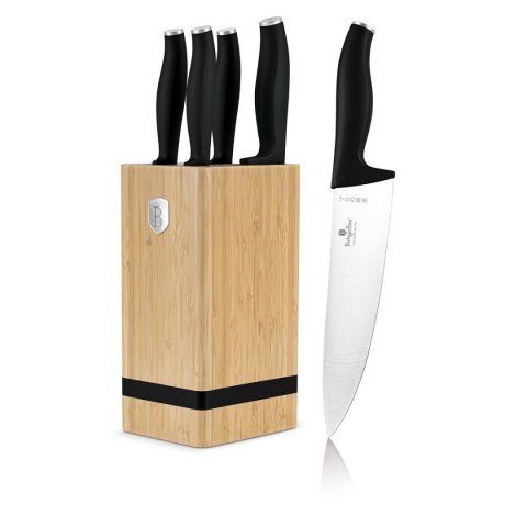 Berlinger Haus BH-2971 MATTE BLACK — zestaw 5 noży w bloku bambusowym