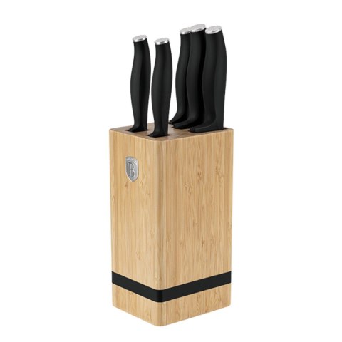 Berlinger Haus BH-2971 MATTE BLACK — zestaw 5 noży w bloku bambusowym