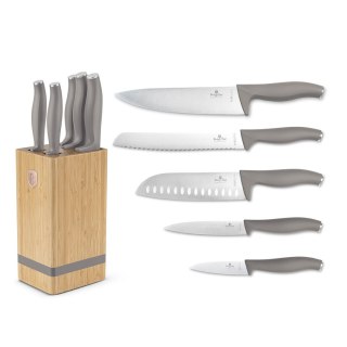 Berlinger Haus BH-2974 TAUPE — zestaw 5 noży w bloku bambusowym