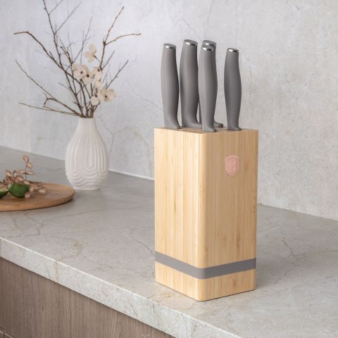 Berlinger Haus BH-2974 TAUPE — zestaw 5 noży w bloku bambusowym