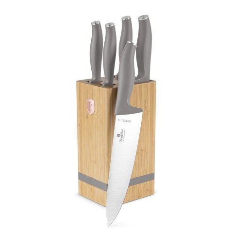 Berlinger Haus BH-2974 TAUPE — zestaw 5 noży w bloku bambusowym