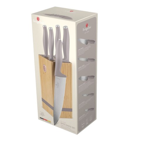 Berlinger Haus BH-2974 TAUPE — zestaw 5 noży w bloku bambusowym