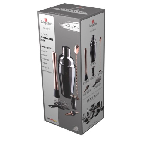 BERLINGER HAUS Black Rose BH-8545 — komplet 6 przyborów barmańskich z shakerem 550 ml