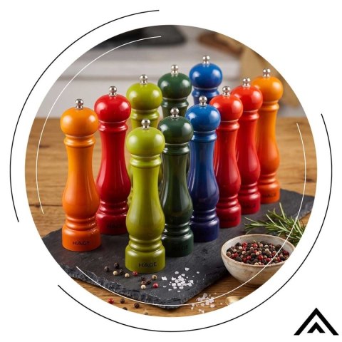 HAGE BLUE – zestaw 2 ręcznych młynków do soli i pieprzu, 22 cm