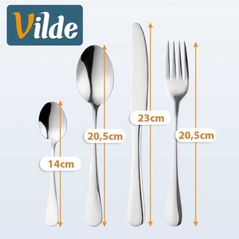 Vilde 139556 — komplet sztućców dla 4 osób, 16 elementów, srebrny połysk