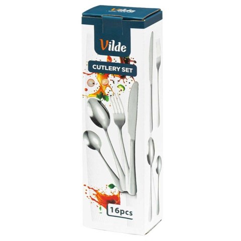 Vilde 139556 — komplet sztućców dla 4 osób, 16 elementów, srebrny połysk