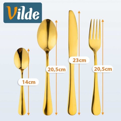 Vilde 139557 — komplet sztućców dla 4 osób, 16 elementów, złoty kolor