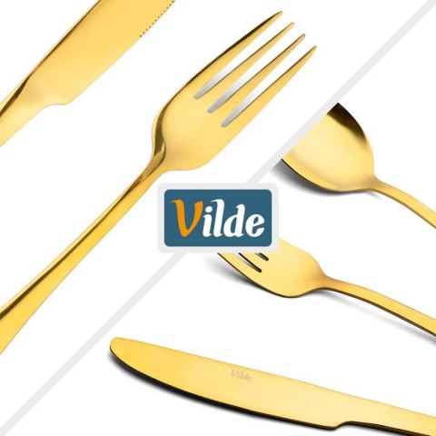 Vilde 139557 — komplet sztućców dla 4 osób, 16 elementów, złoty kolor