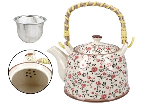 HANIPOL Santai — ceramiczny dzbanek z zaparzaczem w kwiaty, 800 ml
