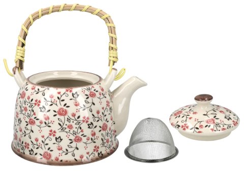 HANIPOL Santai — ceramiczny dzbanek z zaparzaczem w kwiaty, 800 ml