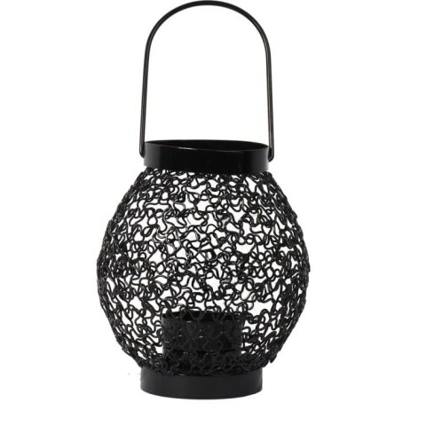 Czarna Metalowa Latarenka na Świeczkę Tealight do Dekoracji Ogrodu i Tarasu