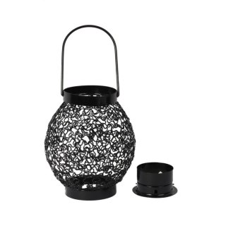 Czarna Metalowa Latarenka na Świeczkę Tealight do Dekoracji Ogrodu i Tarasu