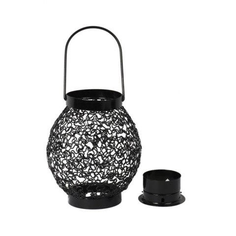 Czarna Metalowa Latarenka na Świeczkę Tealight do Dekoracji Ogrodu i Tarasu