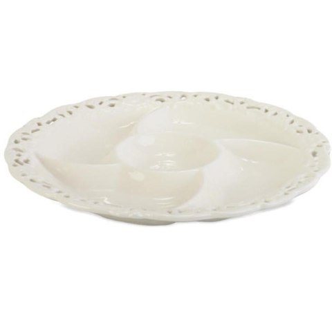 Elegancki Ceramiczny Talerz z Przegrodami 26 cm z Kolekcji Koronkowej