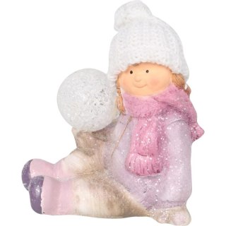Ceramiczna figurka Dziewczynka ze świecącą kulą, 17 cm