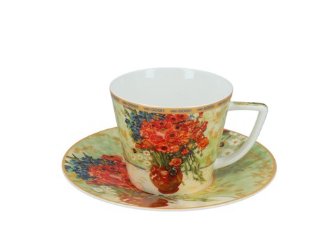 CARMANI Van Gogh — Czerwone maki i stokrotki, komplet filiżanki i kubka