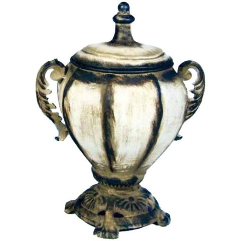 Urna z metaloplastyki w kolorze kremowo-brązowym z pokrywą 30x22 cm