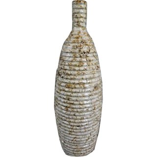 Wazon kamienny kremowy w prążki z efektem popękania 30x10 cm z ochraniaczami przeciwzarysowaniowymi