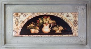 Obraz Kwiaty polne w dzbanku — 30 × 56 cm, efekt postarzania
