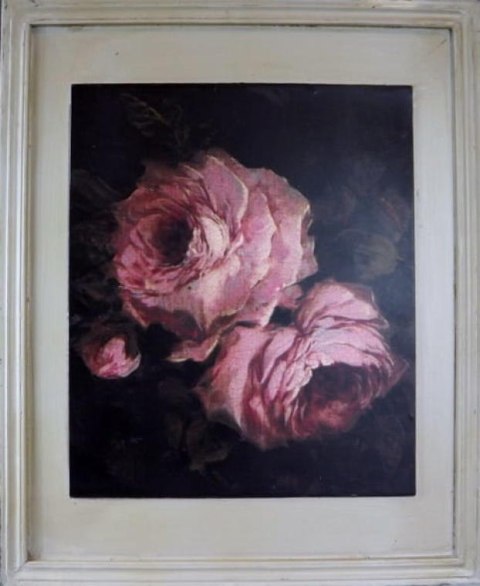 Różowa róża — obraz dekoracyjny z ramą, 46 × 56 cm