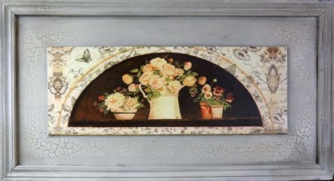 Obraz Róże w dzbanku z efektem postarzania, 30 × 56 cm