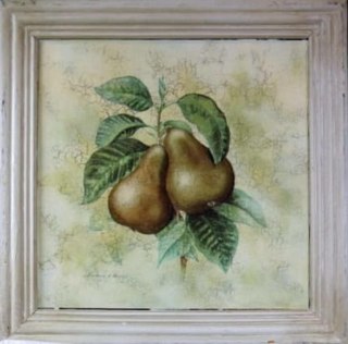 Obraz Gruszka na gałązce z efektem postarzania, 41 × 41 cm