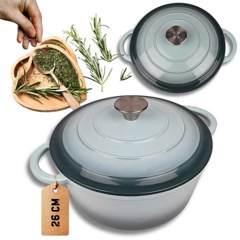 HAGE Sea Salt – garnek żeliwny emaliowany, miętowy, 26 cm, 5 l