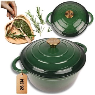 HAGE – garnek żeliwny emaliowany, butelkowa zieleń, 26 cm, 5 l
