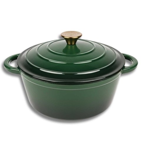 HAGE – garnek żeliwny emaliowany, butelkowa zieleń, 26 cm, 5 l