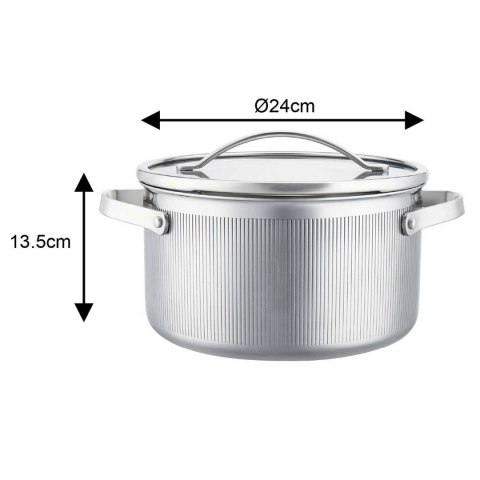 VCASA VC-90125 VELORA — garnek stalowy ze szklaną pokrywką do odcedzania, 24 cm, 5,8 l