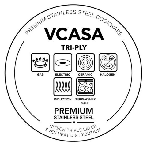 VCASA VC-90152 VELORA TRI-PLY — patelnia stalowa, 24 cm, 2 l
