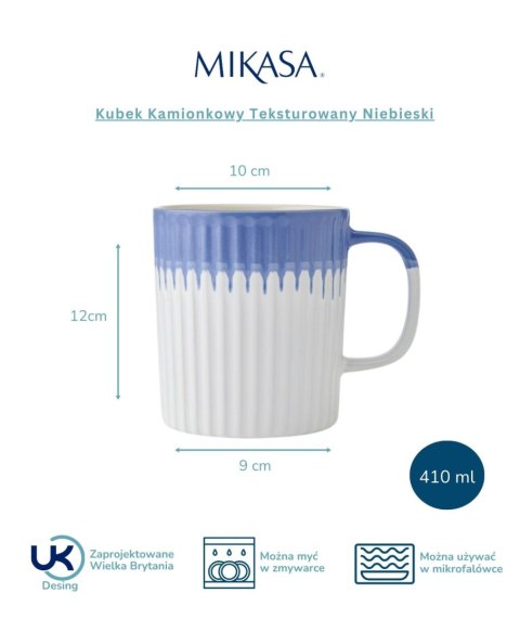 Mikasa, Kubek Kamionkowy Teksturowany Niebieski - 410 ml