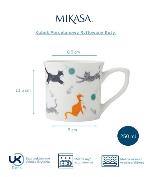 Mikasa Ryflowane Koty — kubek porcelanowy 250 ml