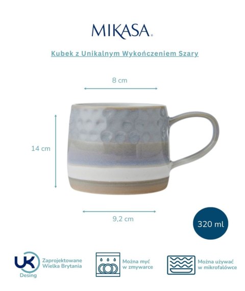 Mikasa, Kubek z Unikalnym Wykończeniem Szary - 320 ml